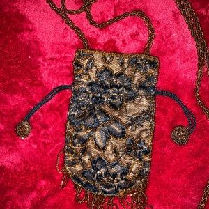 Vintage Beaded Purse With Fringes